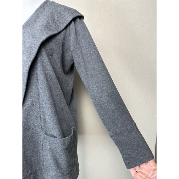 ANN TAYLOR LOFT Cardigan XS Open Front Hooded Cotton Blend Gray Classic - Picture 6 of 16